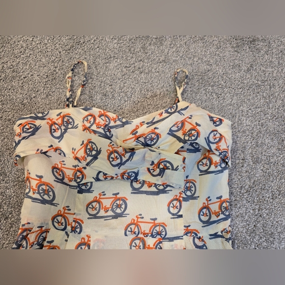 Anthropologie Post Mark Bike Lane Cotton Dress Size US 2 Whimsical Layer Cottage - Picture 3 of 14